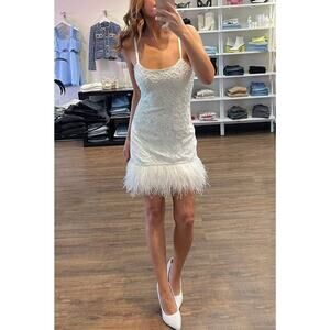 Likely Women’s Mari Ostrich‎ Feathered Bridal Mini Dress NWT Sz 6